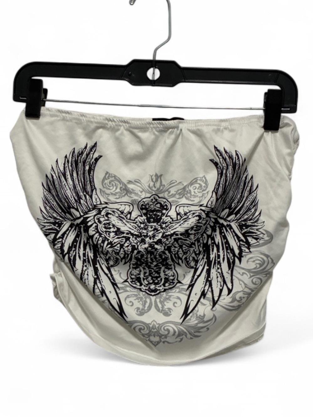Gemstone Y2K Style Cyber Graphic Wing-Print Strapless Cropped Tube Top